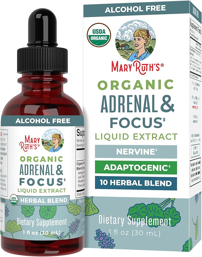 USDA Organic Nootropic Focus Supplement with Ginkgo Biloba - Brain, Memory and Adrenal Support
