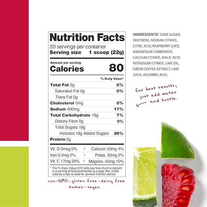 Skratch Labs Hydration Powder | Sport Drink Mix | Electrolytes Powder for Exercise, Endurance, and Performance | Raspberry Limeade with Caffeine | 20 Servings | Non-GMO, Vegan, Kosher