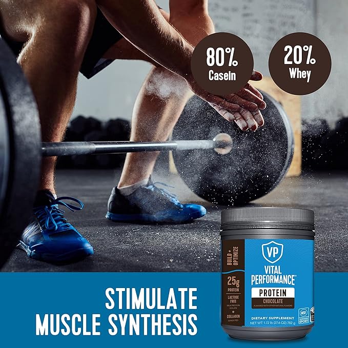 Vital Proteins Performance Powder, 25g Lactose-Free Milk Protein Isolate Powder, NSF for Sport Certified, 10g Grass-Fed Collagen Peptides, 8g EAAs, 5g BCAAs, Gluten-Free - Chocolate, 1.72lb