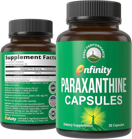 Paraxanthine Capsules for Clean, Jitter Free Energy. Enfinity Paraxanthine Supplement. Known for Focus, Concentration, and Productivity. Plus Great for A Pre Workout. for Men & Women. Nootropic Pills