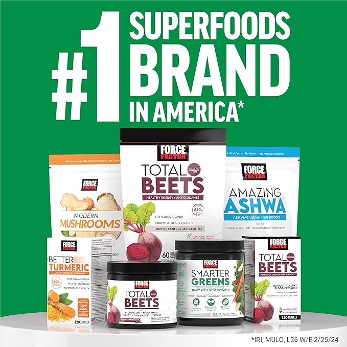 Force Factor Smarter Greens Daily Wellness Powder 2-Pack to Support Energy, Immunity & Digestion, Greens Powder, Superfood Powder with Vitamins, Minerals & Probiotics, Unflavored, 60 Servings