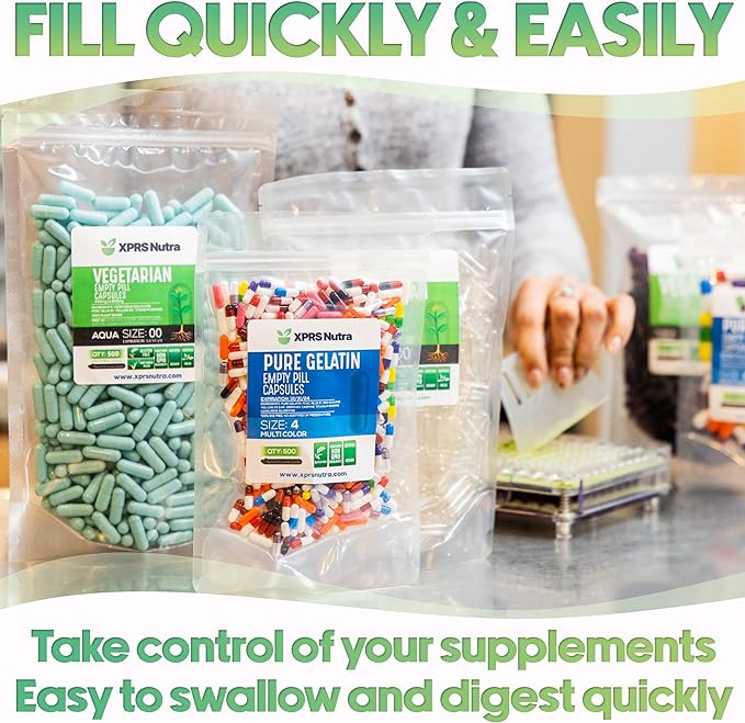 XPRS Nutra Size 3 Empty Capsules - 100 Count Empty Gelatin Capsules - Empty Pill Capsules - DIY Capsule Filling - Pure Bovine Pill Capsules Empty Gel Caps (Gold)