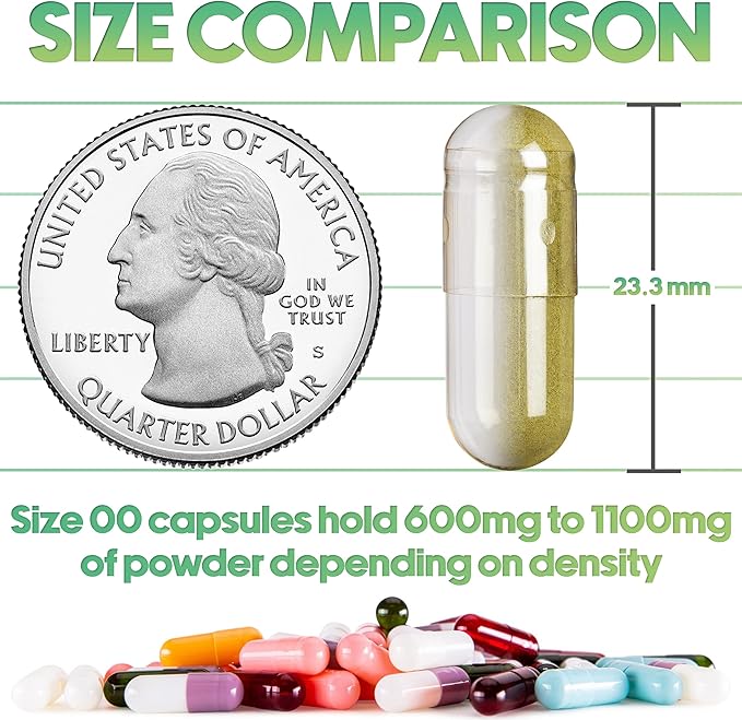 XPRS Nutra Size 00 Empty Capsules - 1000 Count Empty Gelatin Capsules - Empty Pill Capsules - DIY Capsule Filling - Fillable Pill Capsules Empty Gel Caps