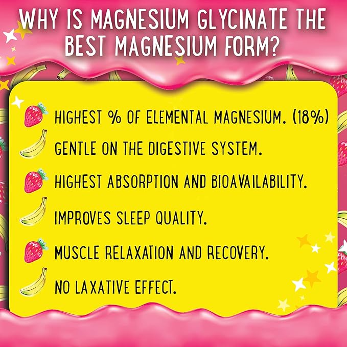 Magnesium Glycinate Gummies 400mg - Magnesium for Sleep, Calm, Relax & Muscle Relief with B6 & D3 and No Melatonin - Family-Friendly for Kids, Teens & Adults - Vegan & Non-GMO Supplement - 60 Count