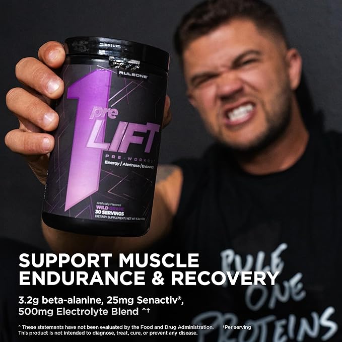 Rule 1 preLIFT Pre-Workout - 6g Citrulline, 3.2g Beta Alanine, 3 Caffeine Sources + 20 Others for Energy, Alertness, & Endurance (30 Servings, Mandarin Mango)