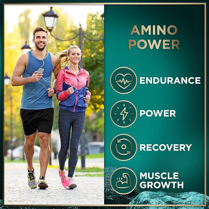Essential Amino Acids Supplement - 3,000mg Amino Complex + All 9 Best Amino Acids for Muscle Growth, Power and Recovery - Leucine Amino Acid, Lysine, Isoleucine, Tryptophan - 120 Vegan, BCAA Capsules