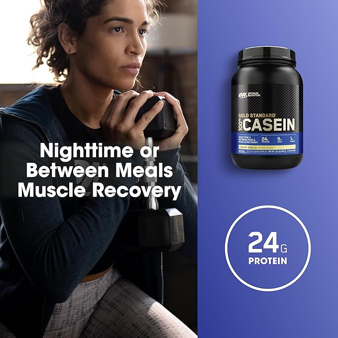 Optimum Nutrition Gold Standard 100% Micellar Casein Protein Powder, Slow Digesting, Helps Keep You Full, Overnight Muscle Recovery, Creamy Vanilla, 1.81 Pound (Packaging May Vary)