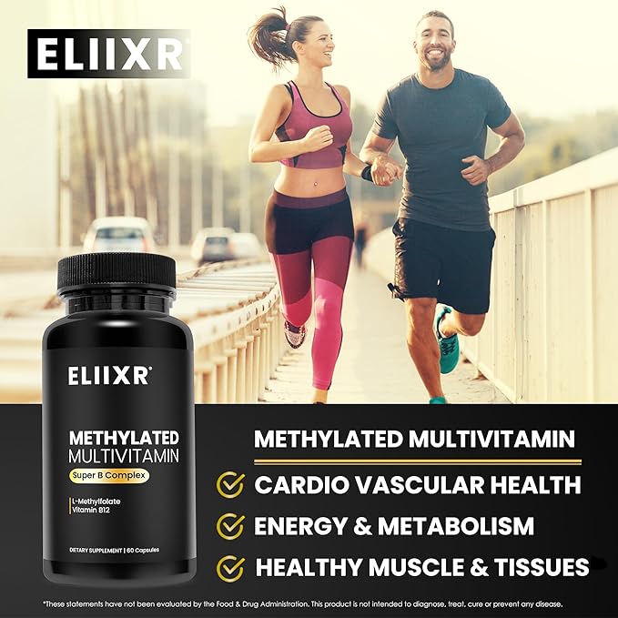 Methylated Multivitamin for Men and Women | Methyl B12, Methylfolate, 5-MTHF, Vegan, Iron-Free, Energy & Immune Support | 60 Vegetable Capsules | Manufactured in The USA
