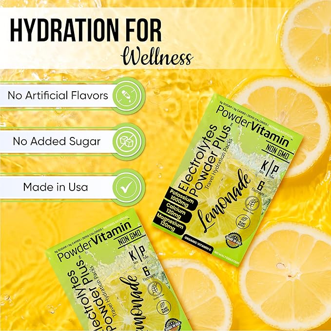 Electrolytes Powder Plus, Keto, Lemonade, Sugar Free, Pink Himalayan Salt, 1000mg Potassium, 120mg Calcium, 120mg Magnesium, Non-GMO, Zero Calories, (16 Hydration Packets)
