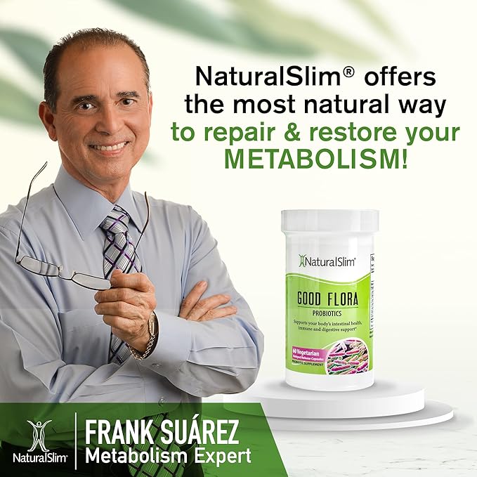 NaturalSlim Good Flora – Probiotics for Digestive Health, Intestinal Flora and Immune Support with Lactobacillus Acidophilus Probiotic | 7 Powerful Probiotic Strains | Gluten Free - 180 Capsules