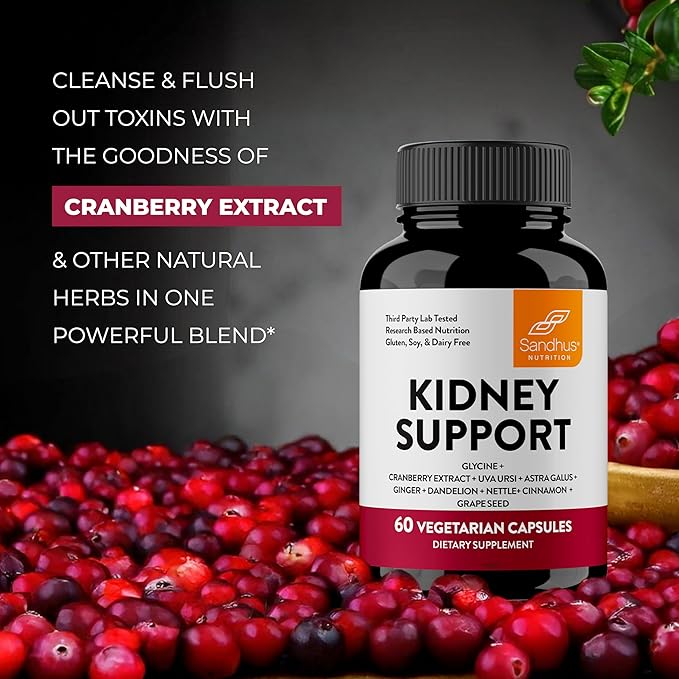 Sandhu's Kidney Cleanse Detox & Support Supplement for Men and Women | with Cranberry Extract | Helps Support Kidney & Urinary Tract Health | 60 Vegetarian Capsules (Pack of 2)