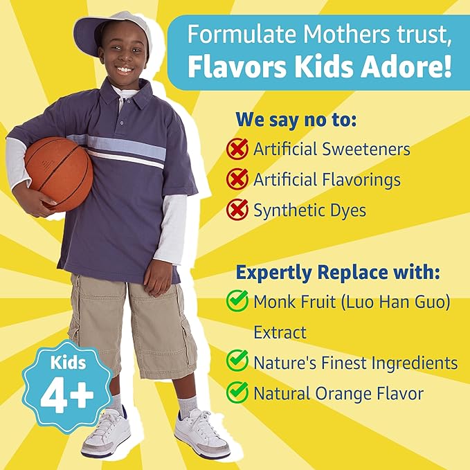 Kids Multivitamin Gummies with Iron, Vegan Omega 3 (EPA/DHA), Probiotics, Kids Vitamin A, C, D, E & Zinc for Immune Support, Multivitamin for Kids 4+, Sugar Free, Gluten Free, Fruit Flavor, 120 Counts