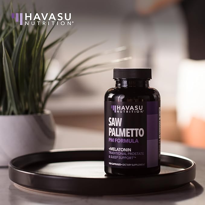 Night Time Saw Palmetto for Men - Saw Palmetto With Melatonin 3 mg and Chamomile Extract - Sleep & Prostate Supplement - Reduce Urinary Frequency for Men & Support Bladder in PM - Over 3 Month Supply