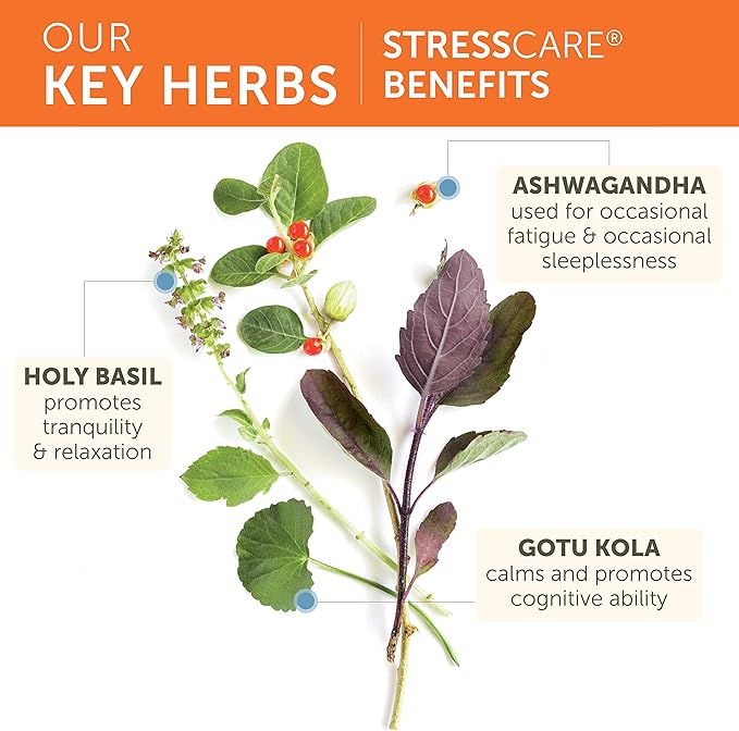 Himalaya StressCare Herbal Supplement, Supports Stress Relief, Energy Support, Relaxation, Occasional Sleeplessness, Ashwagandha, Holy Basil/Tulsi, Gotu Kola, Non-GMO, Vegetarian, 120 Capsules