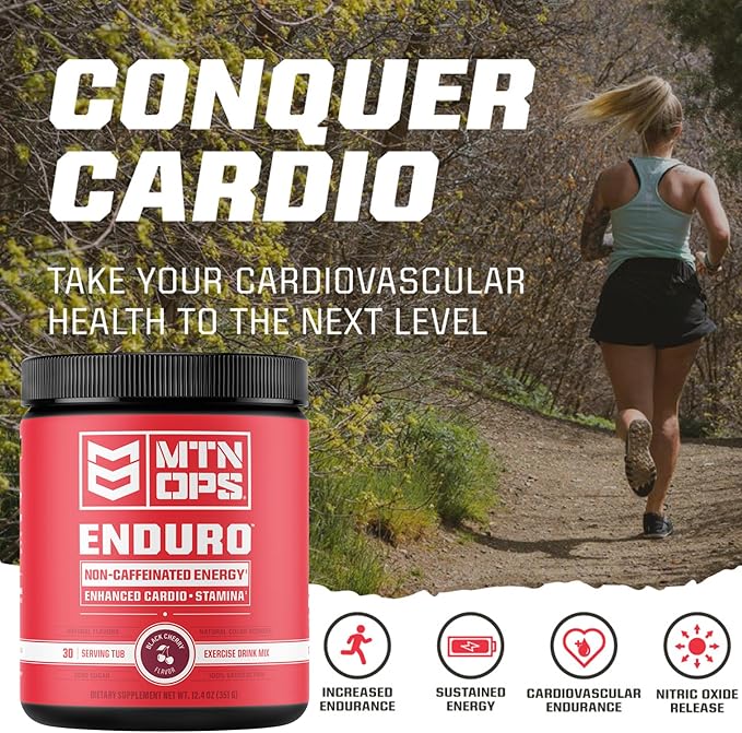 MTN OPS Enduro Nitric Oxide Supplement & Stim-Free Pre Workout - 30 Servings - with Magnesium Citrate, Beet Root Powder, Niacinamide, L Arginine & L Citrulline - Tiger's Blood Flavor