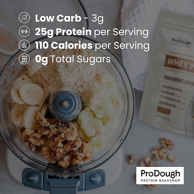 ProDough Gourmet Whey Isolate Hydrolized Protein Powder for Shake Mix- Easy Digest Enzyme Blend, 25g Protein per Serving, Natural Ingredients, Gluten Free, Keto Friendly (Apple Pie)