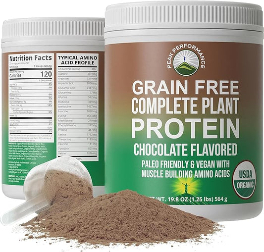Organic Paleo Grain Free Plant Based Protein Powder. Complete Raw Organic Vegan Protein Powder. Amazing Amino Acid Profile and Less Than 1g of Sugar. Hemp Protein Pea Protein Powder Chocolate Flavored