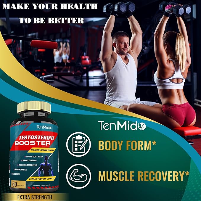 2 Packs of 60caps Testosterone Supplements Booster for Men - Natural Stamina, Endurance & Strength Supplement - Muscle Building Growth, Increasing Performance, Energy