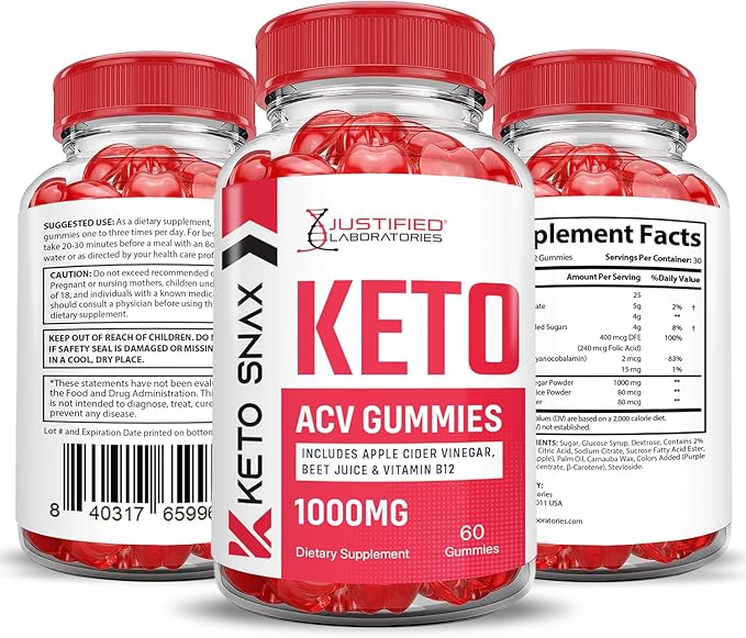 (5 Pack) Keto Snax Keto ACV Gummies Advanced Formula 1000MG Keto Snax Keto Gummies Apple Cider Vinegar Formulated with Pomegranate Beet Juice Powder B12 Vegan Non GMO 300 Gummys