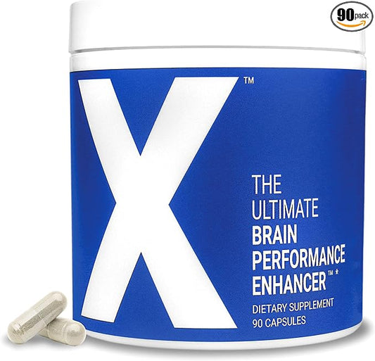 X - The Ultimate Brain Performance Enhancer — World's Most Powerful Brain Supplement Capsule - Increase Focus, Energy, Memory, Concentration, Productivity - Backed by Science - Nootropic Stack