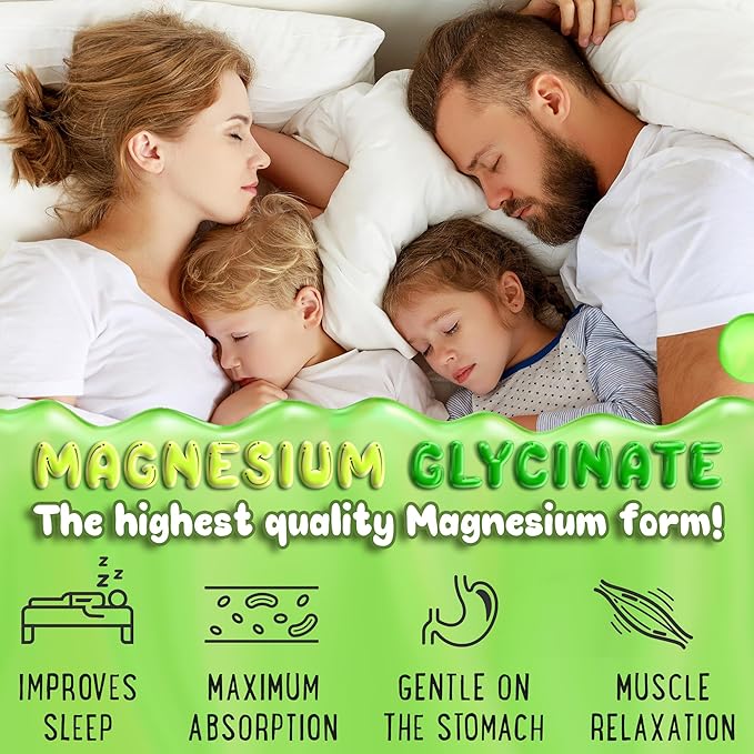 Magnesium Glycinate Gummies 400mg - Magnesium for Sleep, Calm, Relax & Muscle Relief with B6 & D3 and No Melatonin - Family-Friendly for Kids, Teens & Adults - Vegan & Non-GMO Supplement - 60 Count