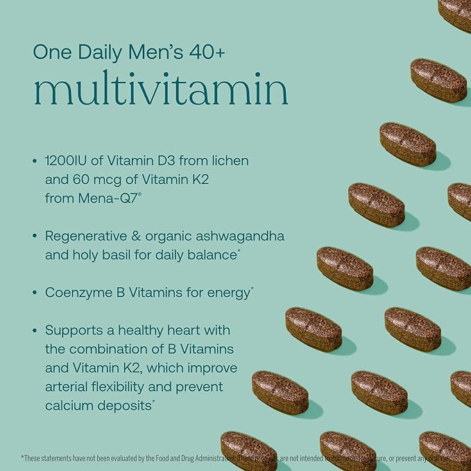 True Grace Men's 40+ One Daily Multivitamin Fermented Minerals, Organic Adaptogens & Mushrooms Whole Body Balance Immune, Endurance, Bone & Heart Support Supplement - Non-GMO - 90 Vegetarian Tablets