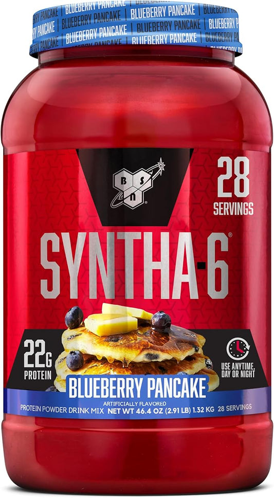 BSN SYNTHA-6 Whey Protein Powder, Milk Isolate Protein Powder with Micellar Casein, Blueberry Pancake, 28 Servings (Packaging May Vary)
