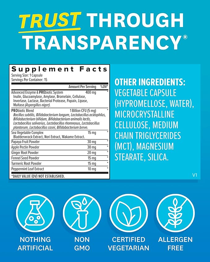 Zenwise Health Digestive Enzymes for Gut Health - Probiotic Multi Enzymes with Prebiotics and Probiotics for Women and Men for Digestive Health and Bloating Relief, Daily Enzymes for Digestion -15 CT