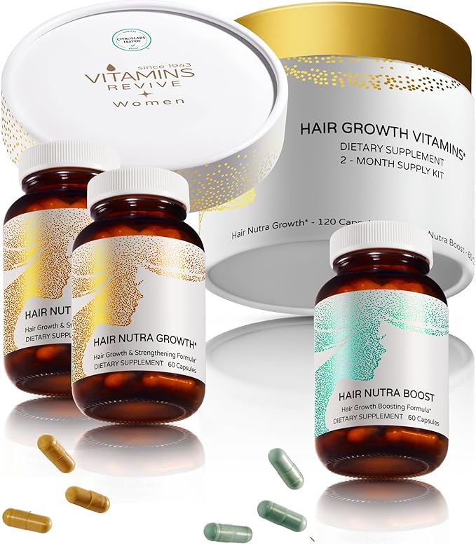 VITAMINS REVIVE Hair Supplement Hair Growth Vitamins for Women - USA Clinically Tested - Hair Loss Products for Thinning & Thickening - Female Hair Regrowth Treatment (2 Month Supply)