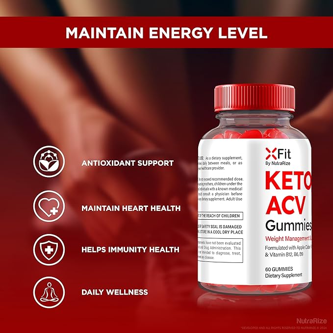 Xfit Keto ACV Gummies, Official Keto+ACV Supplement, All Natural Apple Cider Vinegar 1000 MG, X Fit Keto Plus ACV Gummy for Health and Fitness, Gomitas Review (60 Gummies)