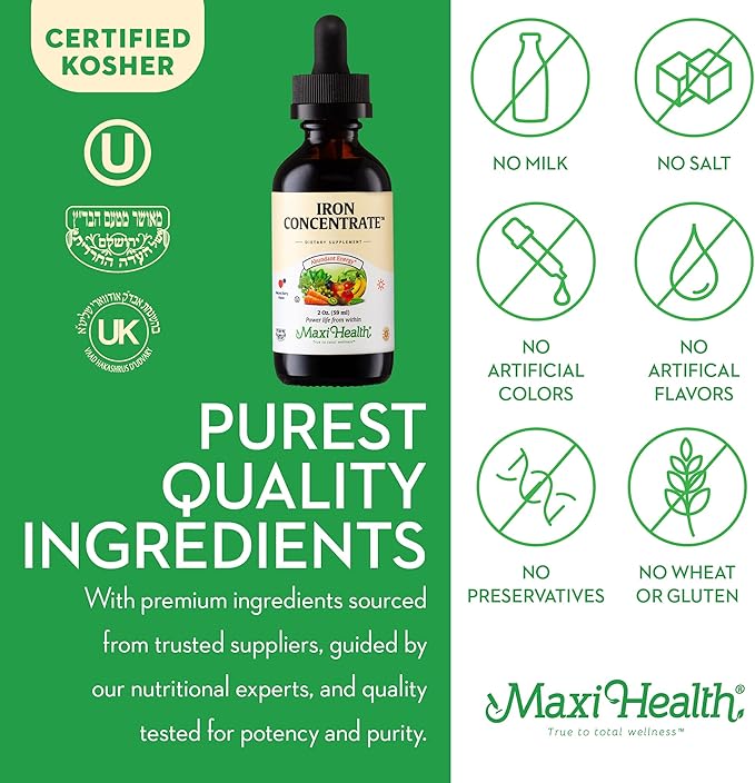 Liquid Iron Supplement for Women, Men and Kids - 15 mg Per ML Berry Flavored - High Potency - Easy to Mix for Immediate Absorption - Increase Energy and Blood Levels Without Nausea or Constipation