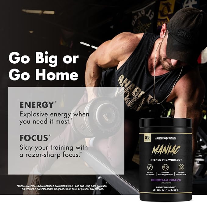 Anabolic Warfare Black Series Maniac, Pre-Workout Powder, Supports Nitric Oxide, Increase Muscle Pumps, Support Protein Synthesis*, Freedom Slush 20 Servings