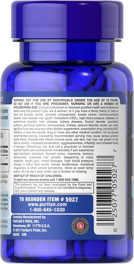 Puritan's Pride Youth Guard™ DHEA for Women and Men 50mg, Dietary Supplement forHealthy Aging, 3 Month Supply, 100 Tablets