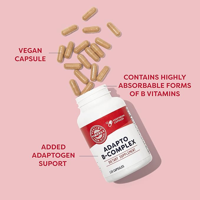 Vimergy Adapto B Complex, 120 Servings – High Potency with 8 B Vitamins, Rhodiola & Hawthorn Berry – Supports Mental Energy, Cognition, Mood - Non-GMO, Kosher, Vegan, Paleo, No Gluten, No Soy