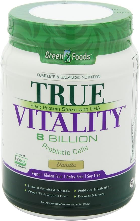 Green Foods True Vitality Plant Protein Shake, Vanilla, 25.2 Ounce