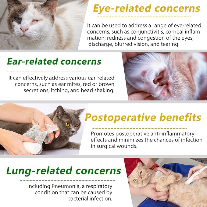 2 Pack Antibiotics for Cats, Premium Cat Antibiotics Supplemen, Natural Antibiotic for Cats, Pet Supplements, Cat Antibiotics Supports Immune & Cats Allergy Relief, Cats Multivitamin