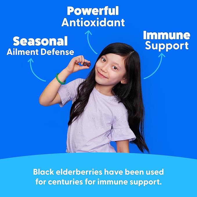 Feel Great Immune Support for Kids | Vitamin C Zinc & Elderberry Gummies for Kids | Sambucus Nigra Immunity Multivitamin for Kids | Vegetarian Multivitamin Gummies | 60 Day Supply