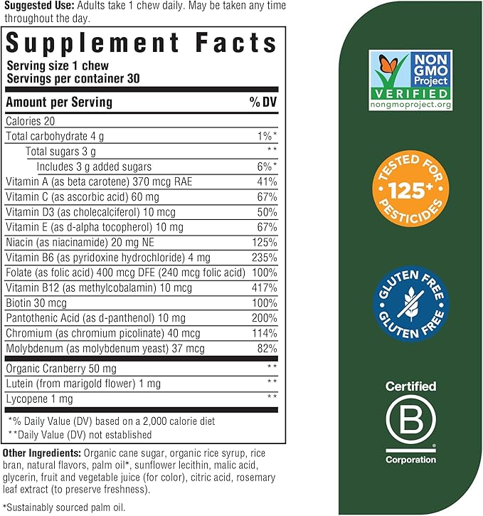 MegaFood Women's One Daily Multivitamin Soft Chews- Multivitamin for Women with Folate, Vitamin B6, Vitamin B12, Biotin, Vitamin D- Delicious Mixed Berry Flavor- Vegetarian, Non-GMO- 30 Chews(2 Pack)