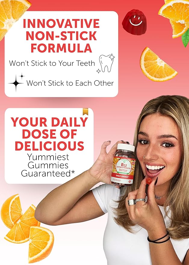 Vitamin B12 Gummies for Adults - Tastiest Proprietary Formula - 3000mcg Methyl B-12 High Absorption Energy Gummies - Non-GMO Vegan Vit B12 - Chewable B 12 for Energy Support and Bone Health - 12 Pack
