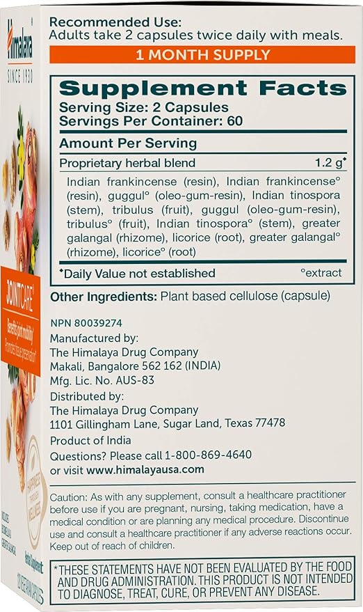 Himalaya JointCare with Boswellia, Joint Supplement for Men and Women, 1200 mg, 120 Capsules, 1 Month Supply