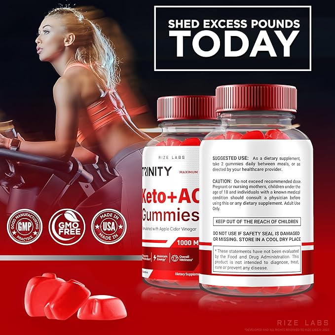 Trinity Keto+ACV Gummies for Advanced Weight Loss, All Natural Apple Cider Vinegar Supplement, 500 mg (180 Gummies)
