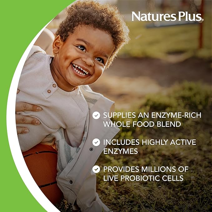 Natures Plus Animal Parade Source of Life Children's Chewable Digestive Aid - Tropical Fruit Flavor - 90 Animal Shaped Tablets - Contains Live Probiotics - Vegetarian, Gluten-Free - 90 Servings