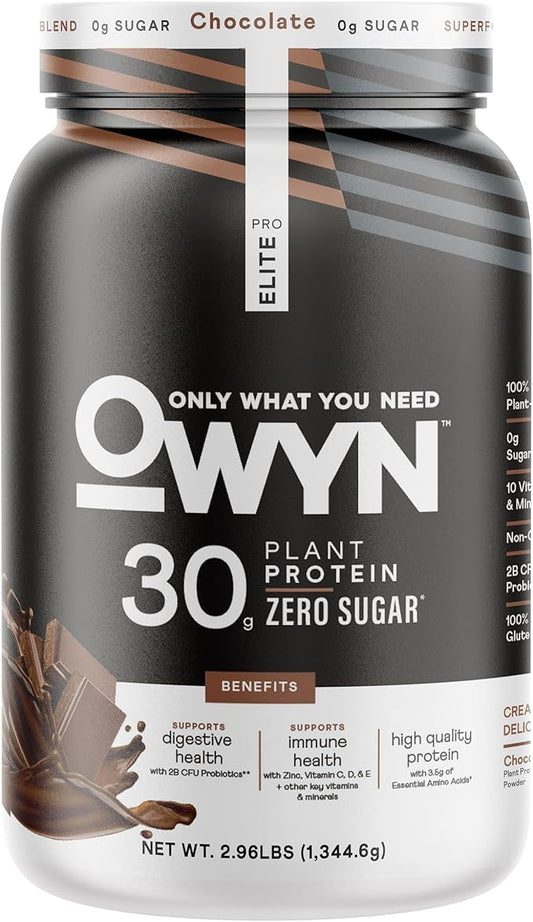 OWYN Only What You Need Pro Elite Vegan 30g Plant-Based High Protein Powder, Zero Sugar (Dark Chocolate, 2.9 lbs)
