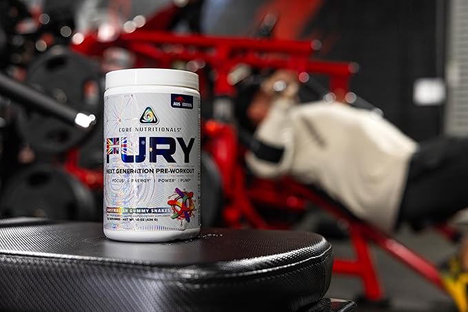 Core Nutritionals Fury Platinum Pre Workout Intensifier with 375mg Caffeine, 5G Creatine Monohydrate, 6G L-Citruline for Maximum Pump, Power, Focus and Energy, 20 Servings (Sour Candy)