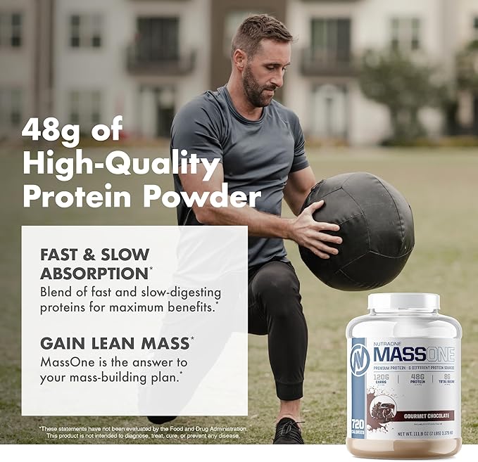 NutraOne Massone Mass Gainer Protein Powder Gain Mass Protein Meal Replacement (Vanilla - 7 lbs.)