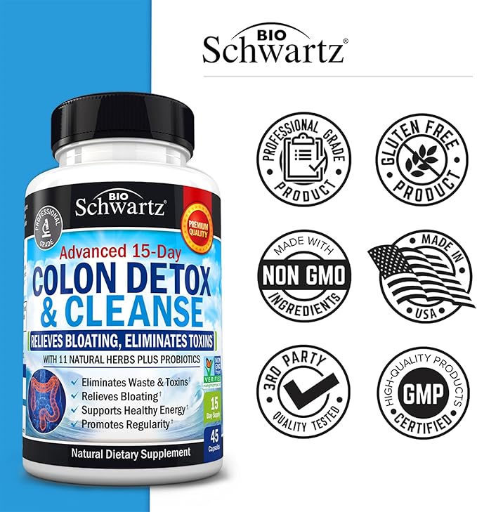 Colon Cleanser and Detox for Weight Loss & Digestive Support - 15 Day Fast-Acting Extra Strength Cleanse with Probiotic Fiber Plus Noni for Constipation Relief & Bloating Support, Non-GMO, 45 Count