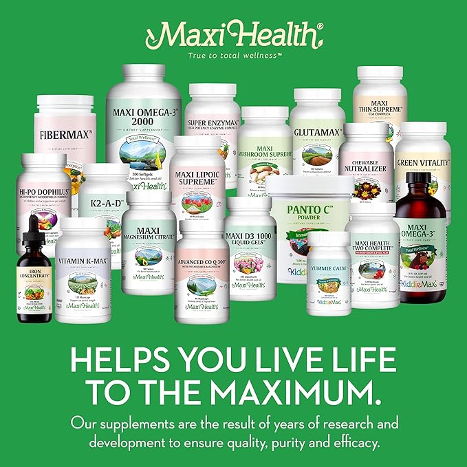 Maxi Health Two Complete - Multivitamins and Minerals - Full Potency - 120 Capsules - Kosher