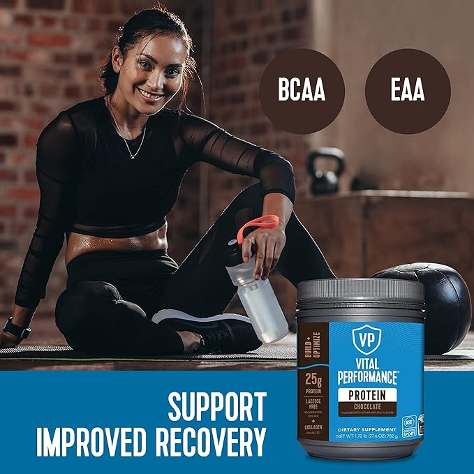 Vital Proteins Performance Powder, 25g Lactose-Free Milk Protein Isolate Powder, NSF for Sport Certified, 10g Grass-Fed Collagen Peptides, 8g EAAs, 5g BCAAs, Gluten-Free - Chocolate, 1.72lb