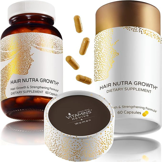 VITAMINS REVIVE Hair Supplement Hair Growth Vitamins for Women - USA Clinically Tested - Hair Loss Products for Thinning & Thickening - Female Hair Regrowth Treatment (1 Month Supply)