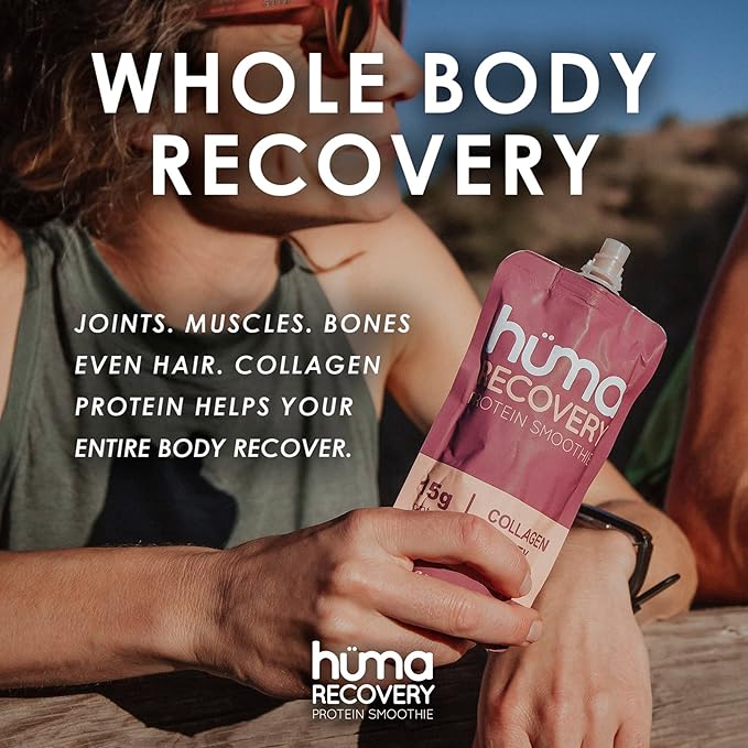 Huma Recovery Protein Smoothie, 20 Pouches – 15g Collagen + Whey Post Workout Recovery Drink – Ready-to-Drink Protein Shake with Real Fruit, Electrolytes, Healthy Fats